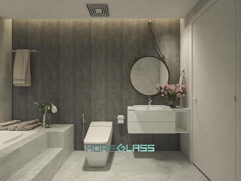 Mẫu kính tròn MG-014 cổ điển, được làm từ da, có thể dễ dàng tháo lắp cho phòng tắm.